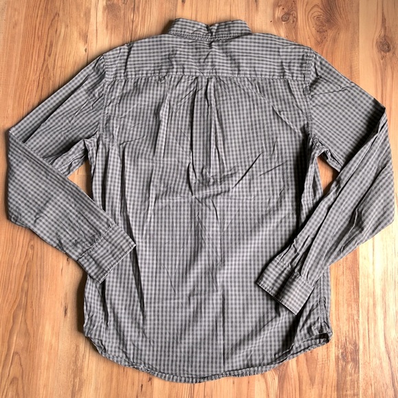 GAP Plaid Poplin Shirt Gray Small Long Sleeve Mens - Picture 2 of 14